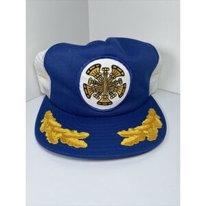 Vintage Fire Chief 5 Bugle Patch Gold Leaf Brim Snapback Trucker Hat Cap AJD